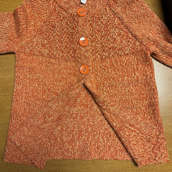 Dress Barn Cardigan Knitted Sweater - Orange 3/4 Sleeve Size Medium - Picture 6 of 6